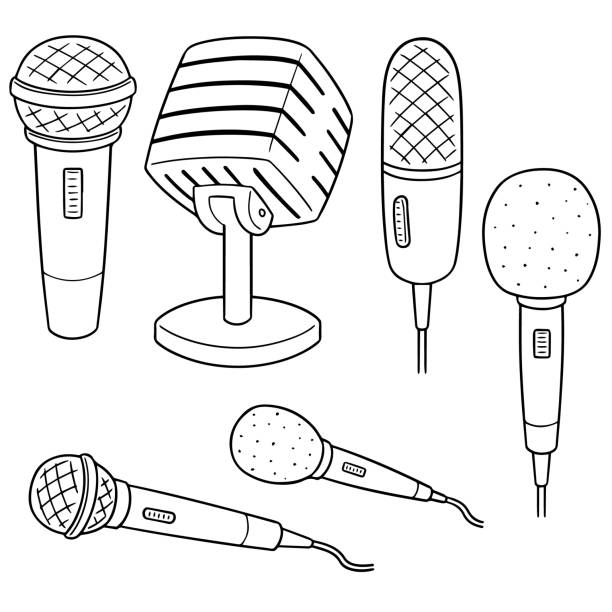 microphone vector set of microphone microphone drawings stock illustrations