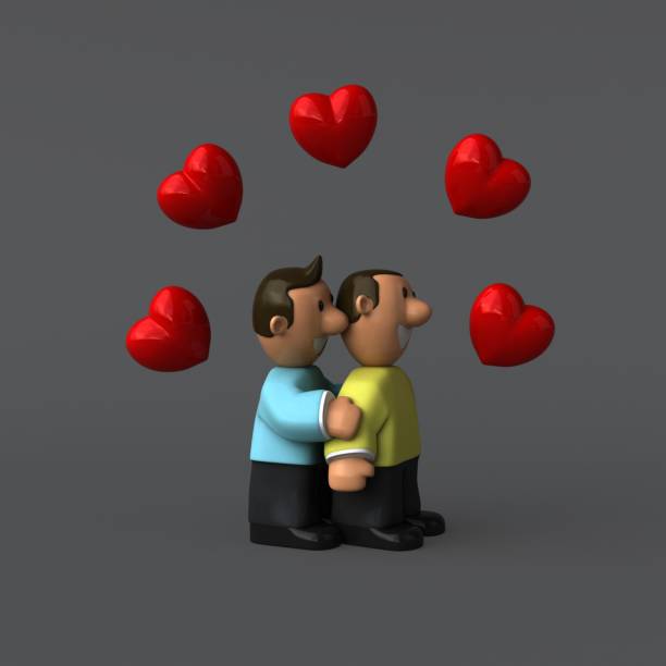 istock Gay couple - 3D Illustration 881008566