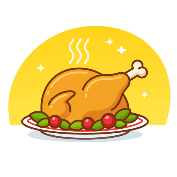 ilustrações, clipart, desenhos animados e ícones de ícone de peru assado - turkey white background bird thanksgiving