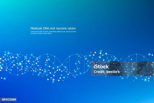 Abstract Molecule Background Genetic And Chemical Compounds Connected Lines With Dots Medical Technological And Scientific Concept Vector Illustration Stock Illustration - Download Image Now