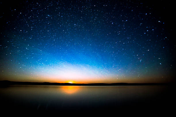 Night Sky South Saskatchewan Canada. stock photo