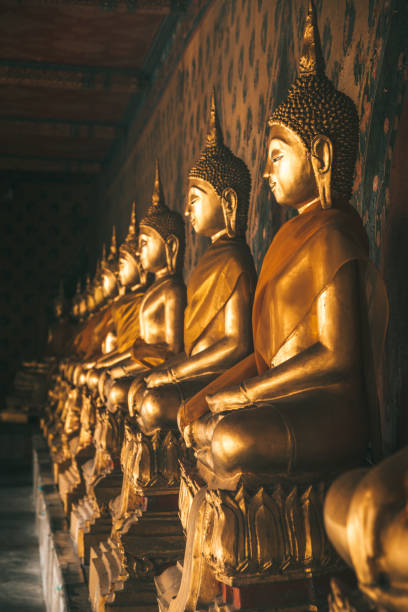 Row of Buddhas in a temple
