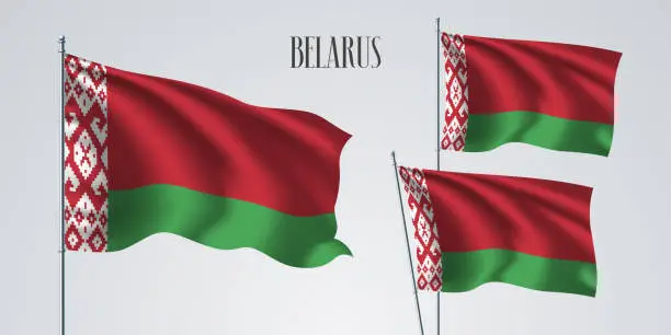 Vector illustration of Belarus waving flag set of vector illustration