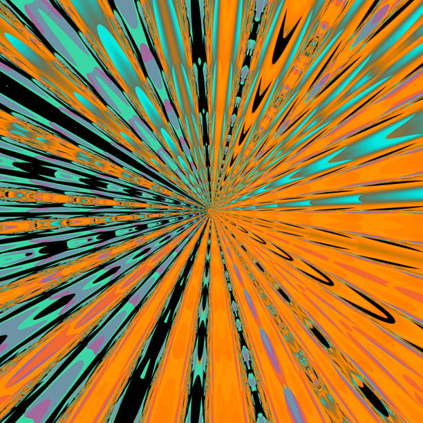Zigzag waves from the center. 3D surreal illustration. Sacred geometry. Mysterious psychedelic relaxation pattern. Fractal abstract texture. Digital artwork graphic astrology magic