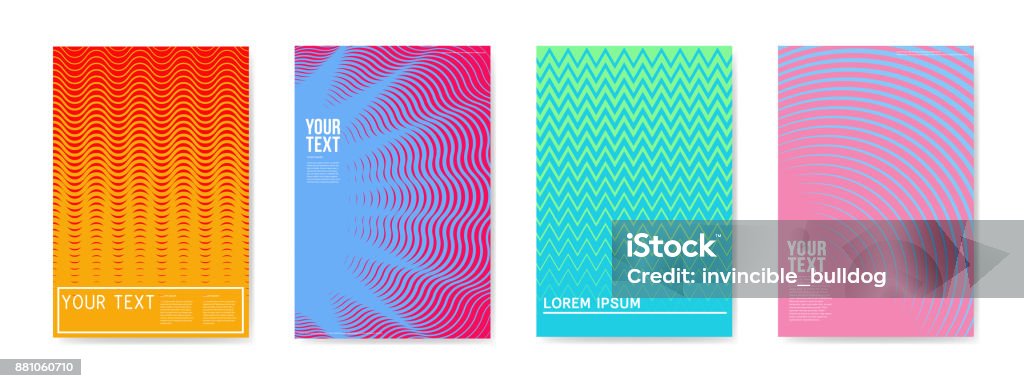 Abstract Creative Cards Placards Posters Set. Trendy Halftone Gradient Design for Banners, Cover, Invitation. Hipster Brochure, Flyer, Leaflet. Vector illustration Cool Attitude stock vector