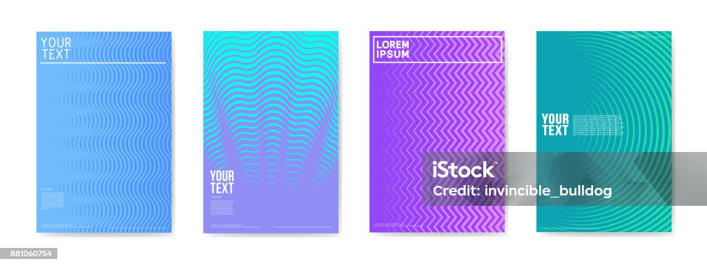 Abstract Creative Cards Placards Posters Set. Trendy Halftone Gradient Design for Banners, Cover, Invitation. Hipster Brochure, Flyer, Leaflet. Vector illustration Pattern stock vector