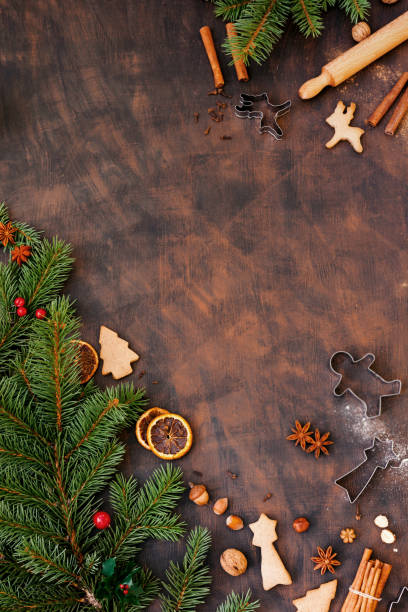 istock Christmas Decoration With Candied Oranges , Gingerbread, Spices And Christmas Tree 881061096