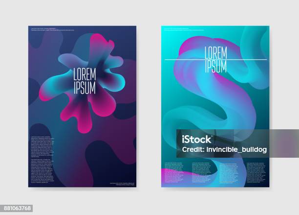 Abstract Trendy Futuristic Poster Liquid Background Fluid Shapes Brochure Template Banner Identity Card Design Vector Illustration Stock Illustration - Download Image Now