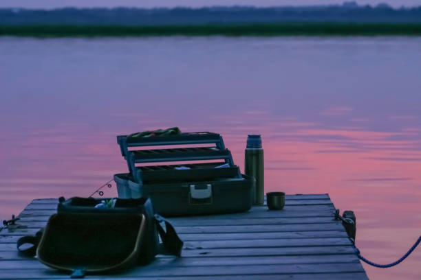 Fishing at the dusk Ontario,Canada lindsay stock pictures, royalty-free photos & images