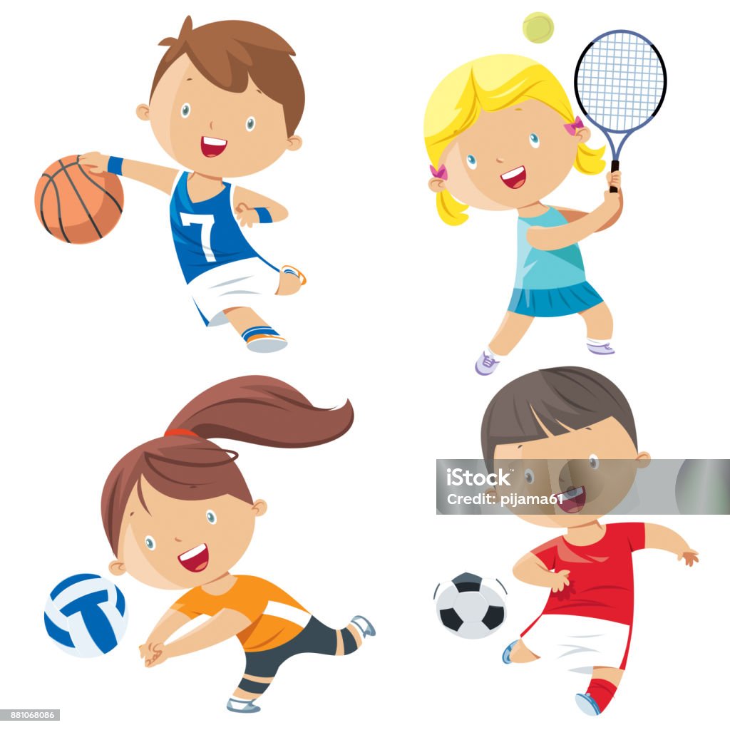Cartoon Kids Sports Characters Stock Illustration - Download Image Now -  Child, Basketball - Sport, Boys - iStock
