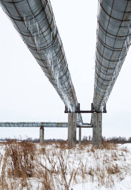 istock Pipelines with icicles hanging from the pipes. 881072902