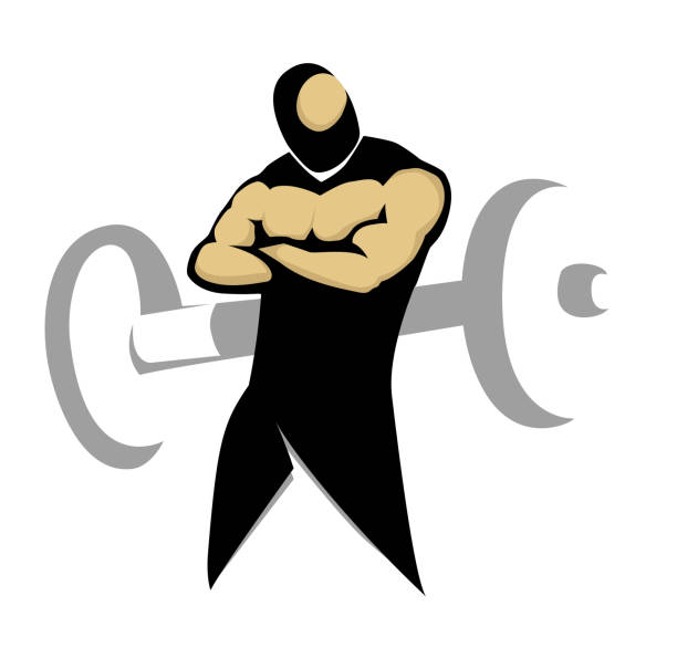 Muscular body, Gym symbol. vector art illustration