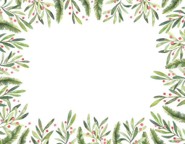 Watercolor illustration. Pre made Christmas frame. Perfect for invitations, greeting cards, prints, packaging and more. Merry christmas and happy new year Watercolor illustration. Ready to use vertical Christmas frame. Perfect for invitations, greeting cards, prints, packaging and more. Merry christmas and happy new year red crown logo stock illustrations