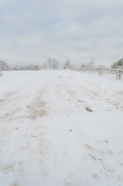istock winter rural scene with snow and white fields 881090056