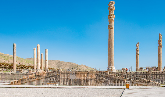 One of the great wonders of the ancient world, Persepolis embodies not just a grand architectural scheme but also a grand idea. It was conceived by Darius the Great who, in 520 BC, inherited the responsibility for ruling the world's first known empire founded by his predecessor, Cyrus the Great. Embracing tenets such as cultural tolerance and fair treatment of all subjects, Darius sought to reflect these concepts in the design of the magnificent palace complex at Persepolis, inviting architects from the furthest corner of the Persian Empire to contribute to its construction. The result is an eclectic set of structures, including monumental staircases, exquisite reliefs and imposing gateways, that testified to the expanse of Darius' domain.