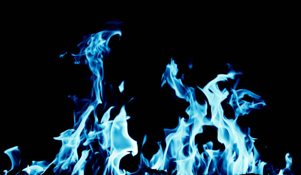 istock abstract background of blue flame fire on black background 881108768