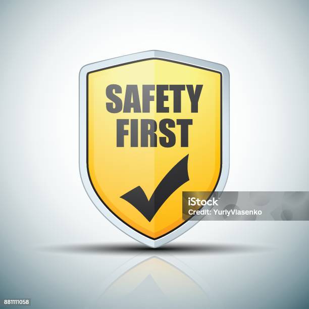 Safety First Illustration Stock Illustration - Download Image Now - Icon Symbol, Shield, Beginnings