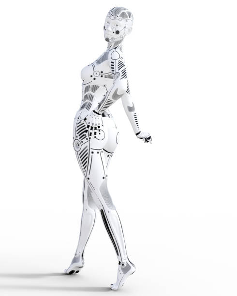 istock Robot woman. White metal droid. Artificial Intelligence. 881120614