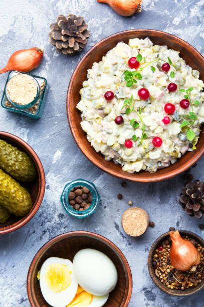 istock Russian traditional meat salad 881120804