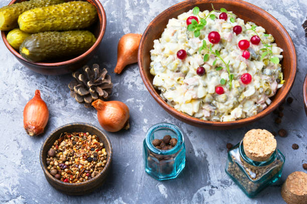 istock Russian traditional meat salad 881120876