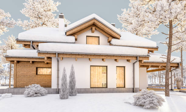 istock 3d rendering of modern cozy house in chalet style 881124712
