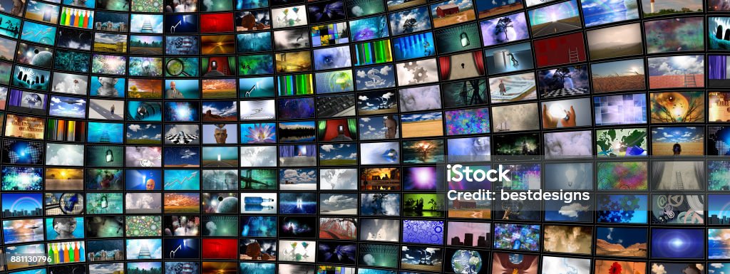 Screens Abstract Video and image screens abstract. 3D rendering. Television Set Stock Photo