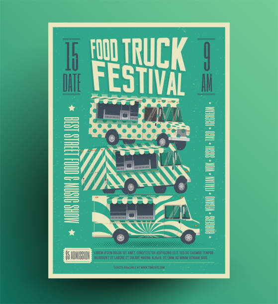 Street Food Truck Festival Poster Flyer Template. Vector Illustration. Street Food Truck Festival Poster Flyer Template. Vector Illustration. Poster mockup delivery menu stock illustrations