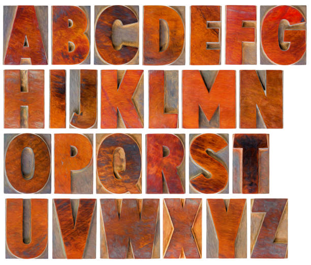 istock alphabet set in vintage wood type 881141646