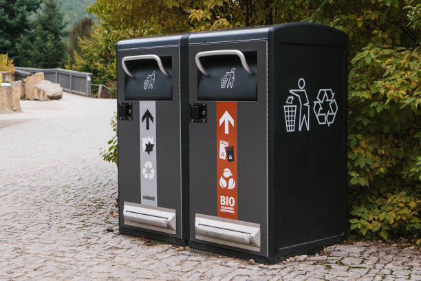 istock Modern smart bins. Waste collection. Separate collection of garbage and biodegradable waste. 881146382