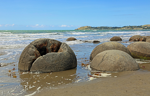 Moeraki Boulders on Koekohe Beach, New Zealand