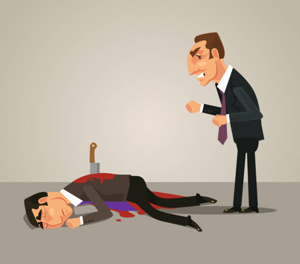 Jealous Office Worker Businessman Kill By Knife His Colleague Bad Teamwork  Concept Stock Illustration - Download Image Now - iStock