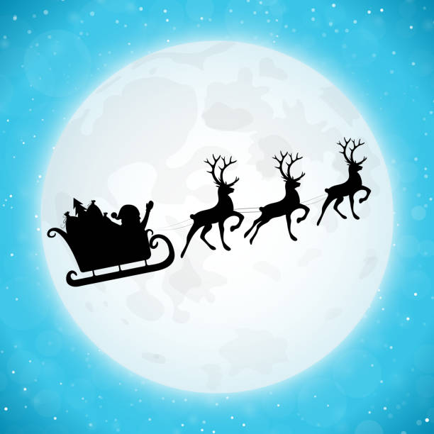 istock Santa Claus on shiny background with moon and snowflakes. Vector. 881172084