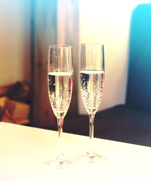 istock Champagne glasses. Happy New Year background 881175488