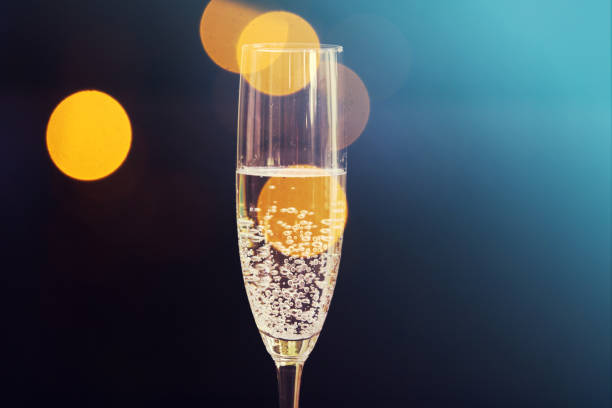 istock Champagne glasses. Happy New Year background 881175516