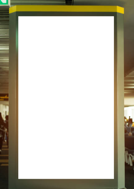 istock Blank billboard advertising panel in terminal airport, Mock up white screen, insert for text of customer. Space for texting in products or promotional at airport,train station,advertising public commercial. 881191766