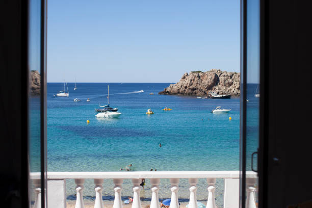 View from the balcony. Menorca island stock photo