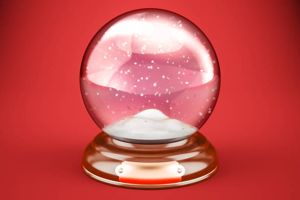 istock Christmas snow globe flying snowflakes inside, 3D rendering 881197090