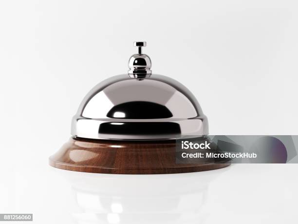 Concierge Bell Isolated On White Background Stock Photo - Download Image Now - Bell, Hotel, Service Bell