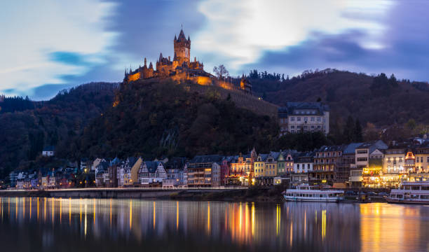 istock Moselle Riverbank in Cochem Germany with Imperial Castle on Hillside 881258330