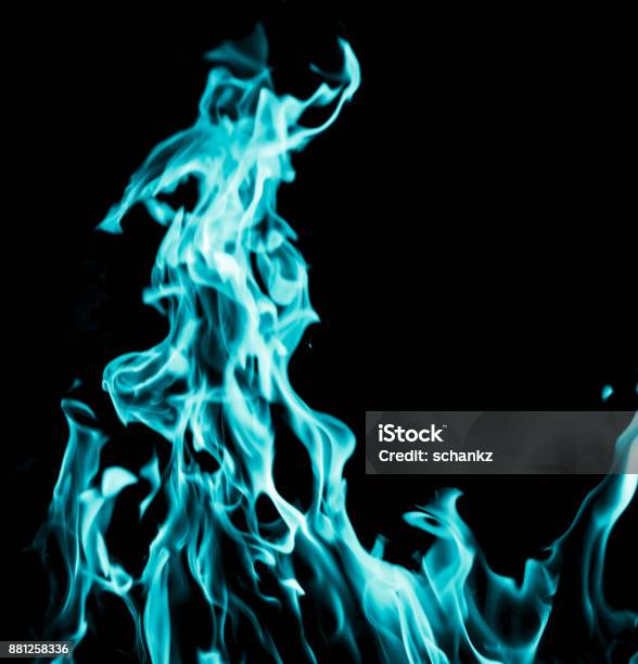 Blue Flame Fire On Black Background Stock Photo - Download Image Now -  Abstract, Airport, Animal Wildlife - iStock