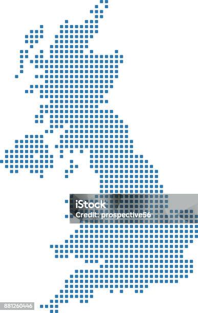 Uk Dotted Map England Map Dots United Kingdom Map Dots Highly Detailed Pixelated Great Britain Map Vector Outline Illustration In Blue Background Stock Illustration - Download Image Now