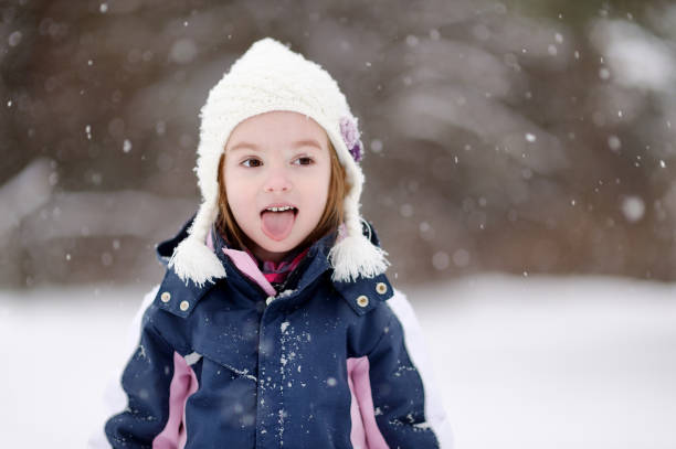 istock Little girl having fun on winter day 881260674