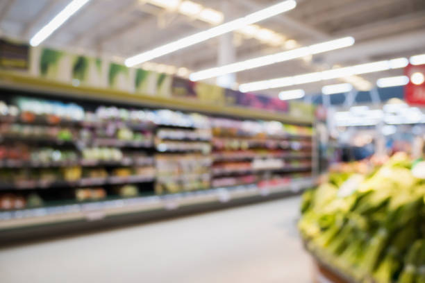 istock Supermarket grocery store blur background 881263628