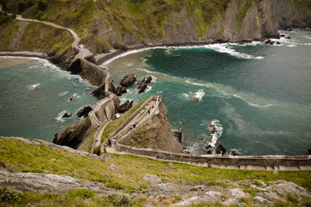 istock upper view on san juan de gaztelugatxe 881280542