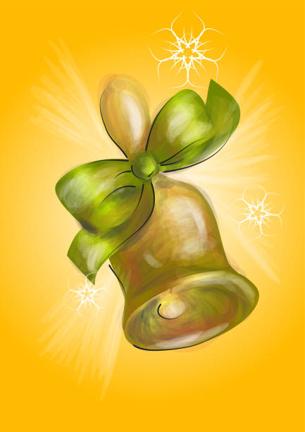 ringing bell ringing bell. vector illustration on an orange background bell sleeve stock illustrations