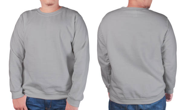istock Grey sweater long sleeved shirt mockup template 881305852