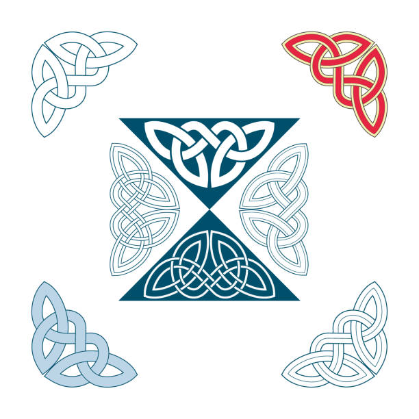 illustrations, cliparts, dessins animés et icônes de angle de décoration de style médiéval (noeud celtique) - celtic culture frame circle tied knot