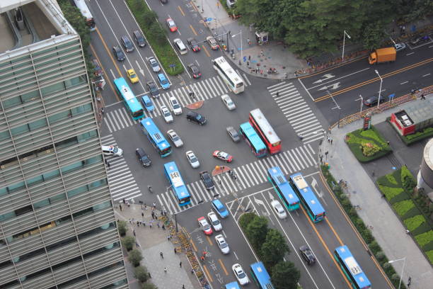 The busy urban traffic in Shenzhen