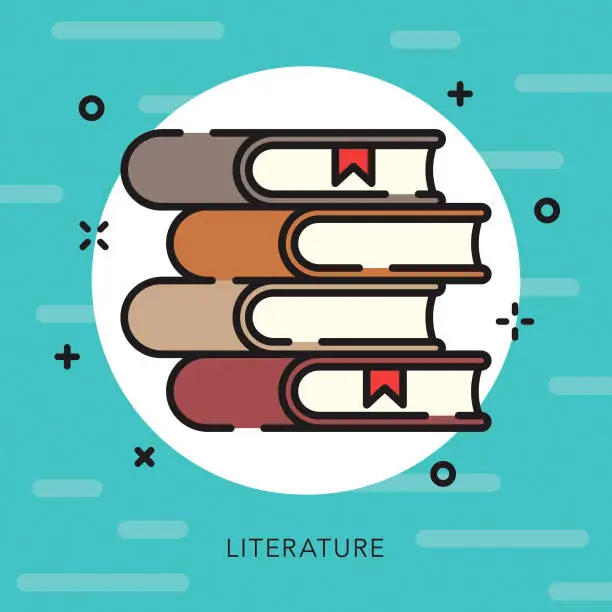 Vector illustration of Literature Open Outline Arts & Culture Icon