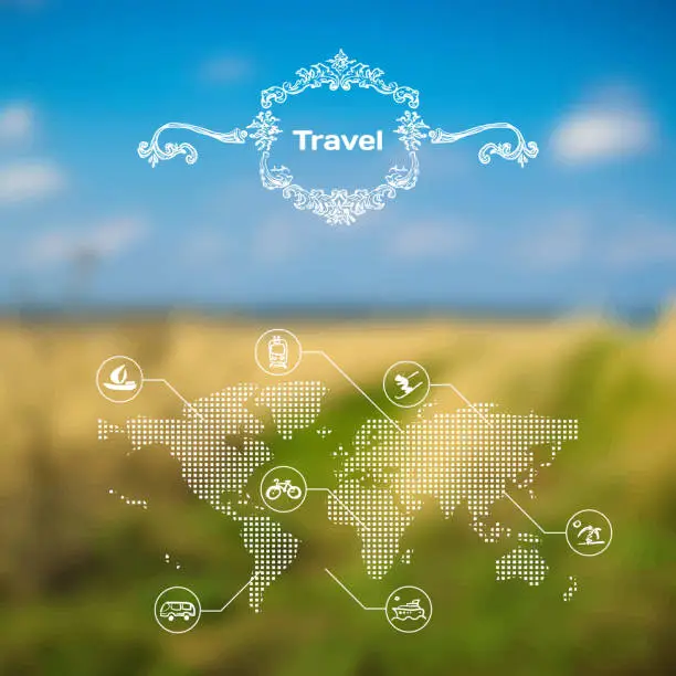 Vector illustration of Vector mobile and web interface travel theme